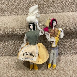 Vintage Handmade Sintra Portugal Ethnic Yarn/ String Dolls Colorful Folk Art